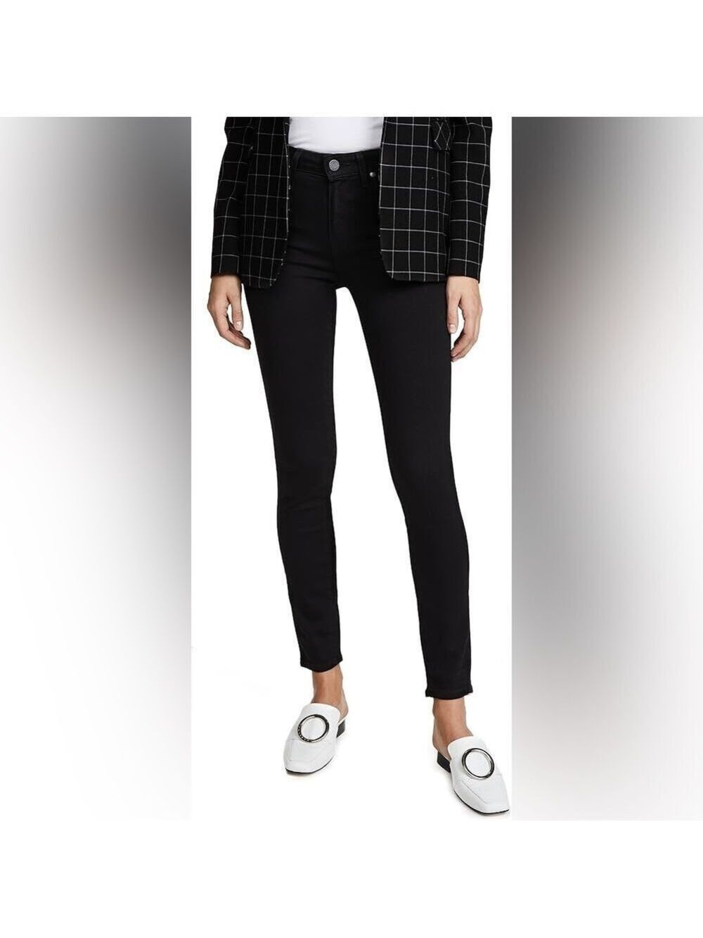 PAIGE Women's Hoxton Ankle Classic Black Shadow Skinny Jeans Size 25